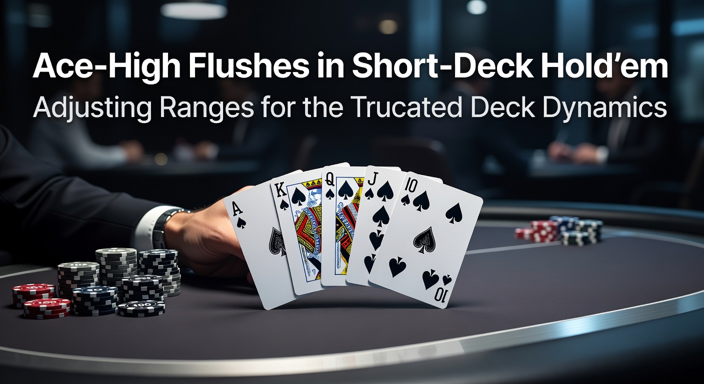Visual breakdown of an ace-high flush draw on a Short-Deck flop, highlighting suited ace blockers and range considerations