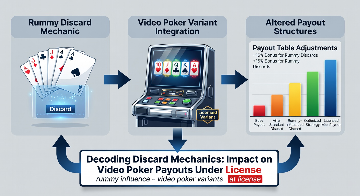 Screenshot example of a video poker paytable modified by rummy discard tracking in a licensed casino interface