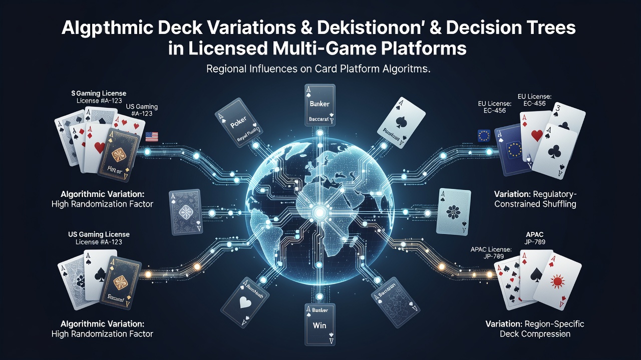 Diagram showing deck algorithm variations mapped against regional decision tree models in card platforms