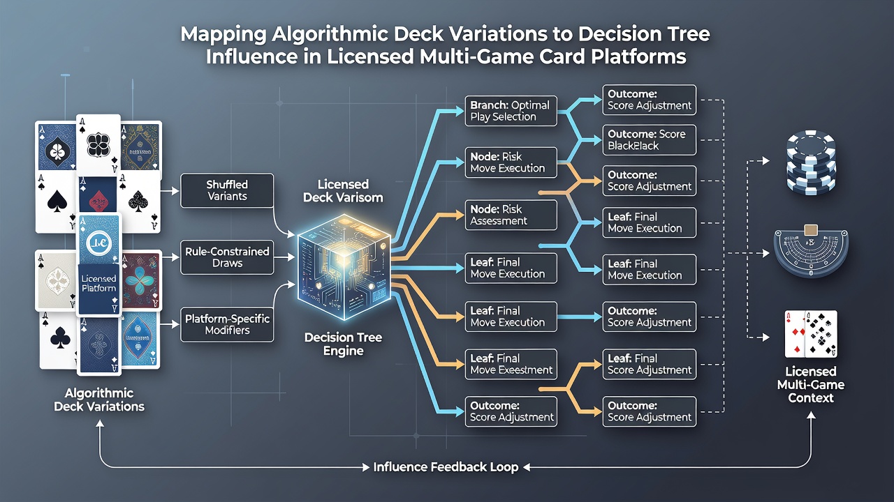 Flowchart illustrating decision tree branches adapting to deck variations across US, EU, and APAC licensed platforms