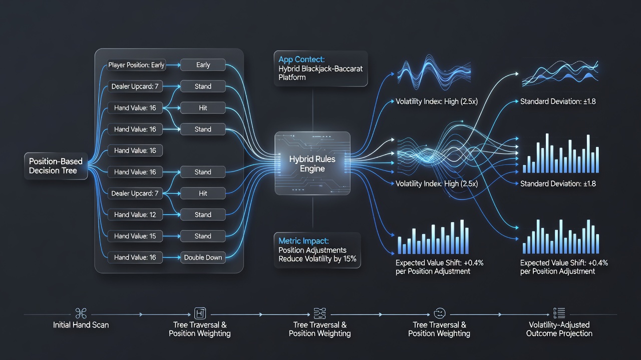 Chart displaying volatility index fluctuations tied to player position in hybrid blackjack-baccarat apps