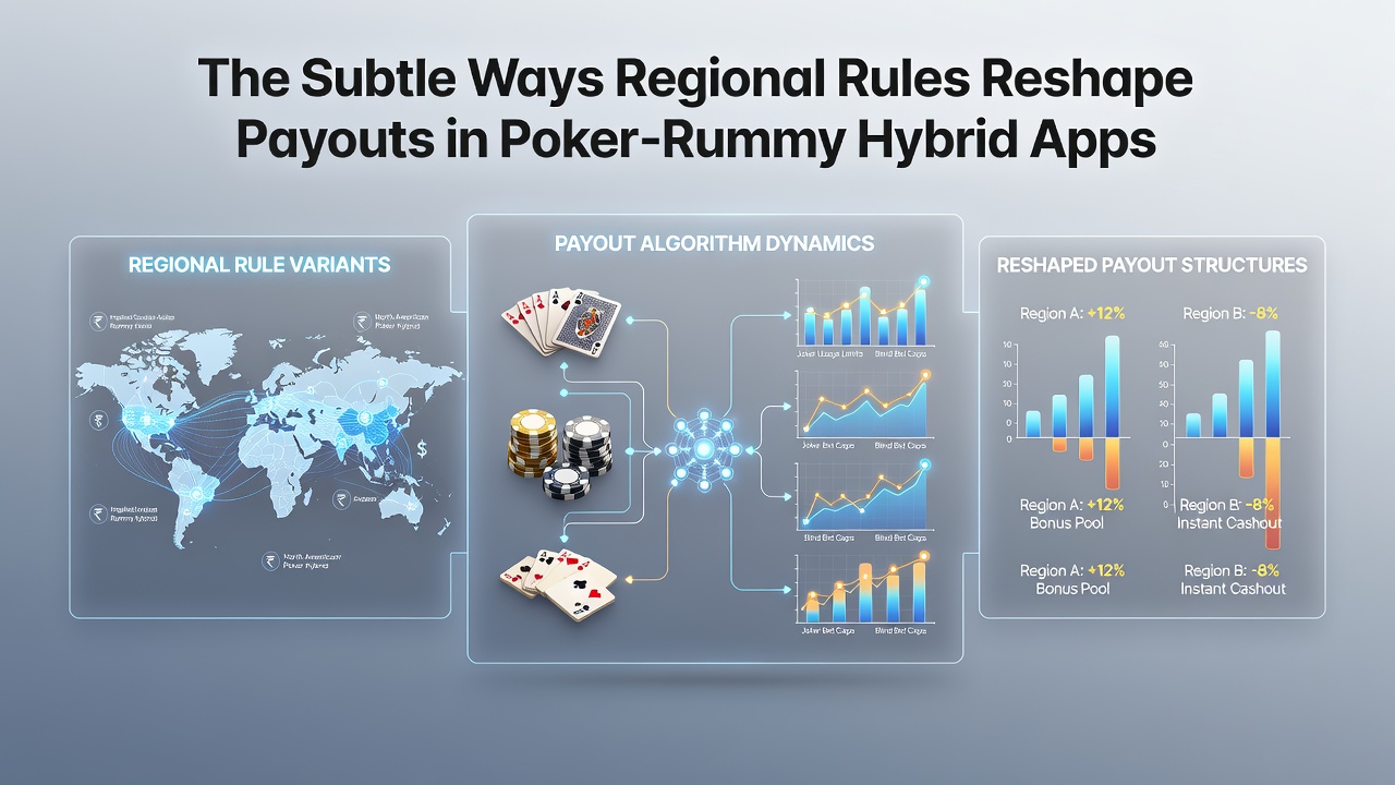 Illustration of regional regulatory impacts on poker-rummy hybrid app interfaces and payout displays
