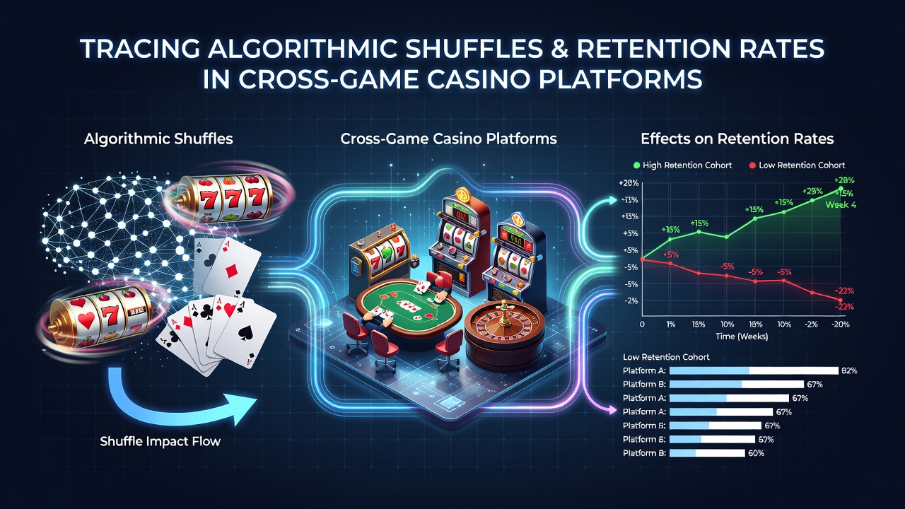 Chart displaying retention rate fluctuations linked to shuffle algorithm changes in casino apps